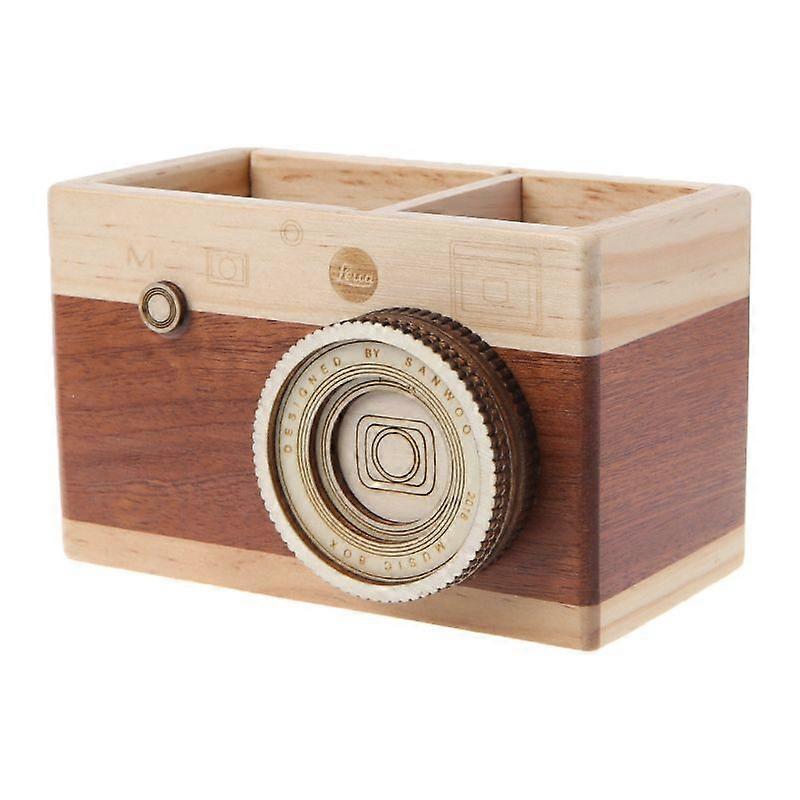 for Creative Camera Pattern Wooden Pen Pencil for Case Holder Stand Desktop Sund
