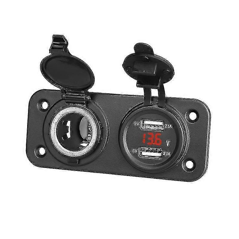 Car Cigarette Lighter Outlet Socket Panel 2 Usb Converter Power Supply Adapter