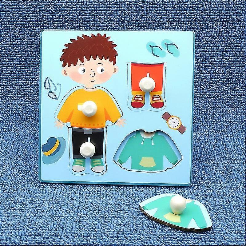 Wooden Toddler Jigsaw Puzzle Gift Toy, Eco Friendly Animal Patterns Jigsaw With Handles, Sorting Learning Puzzle Toys For Toddler