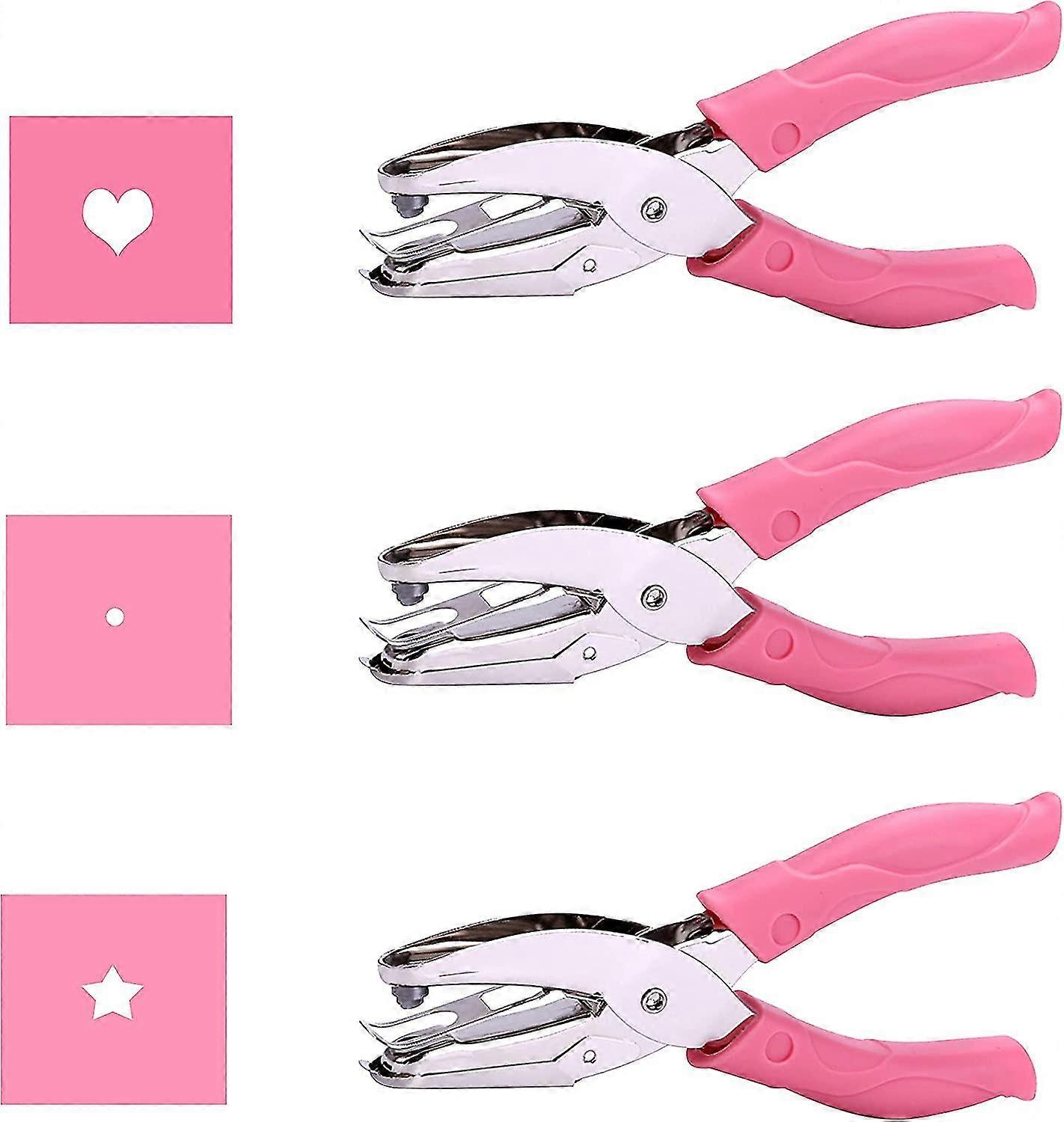 3 pz Piccolo Mini Cuore, Stella, 1/16 di pollice Piccolo Cerchio A Forma di Foro Perforatore di Carta con Rosa Mano Morbida