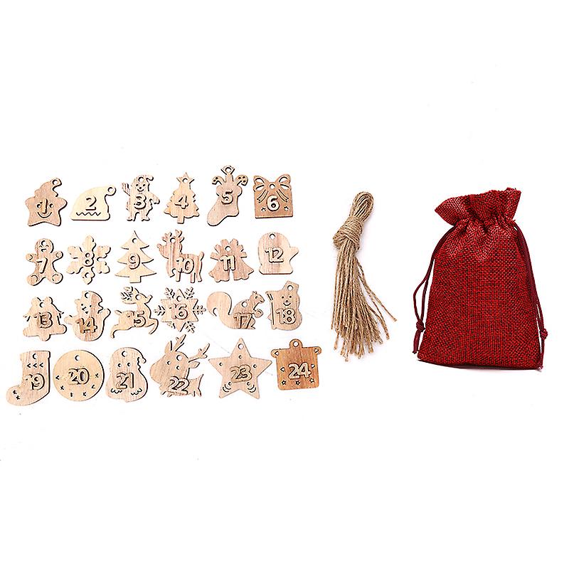 Christmas Advent Calendar Burlap 24 Days Digital Tag Set Gift Diy Xmas Decor