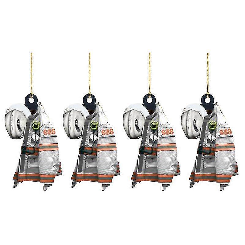 4pcs/set Firefighter Uniform Christmas Ornament Fireman Surrounding Pendants-MXBC