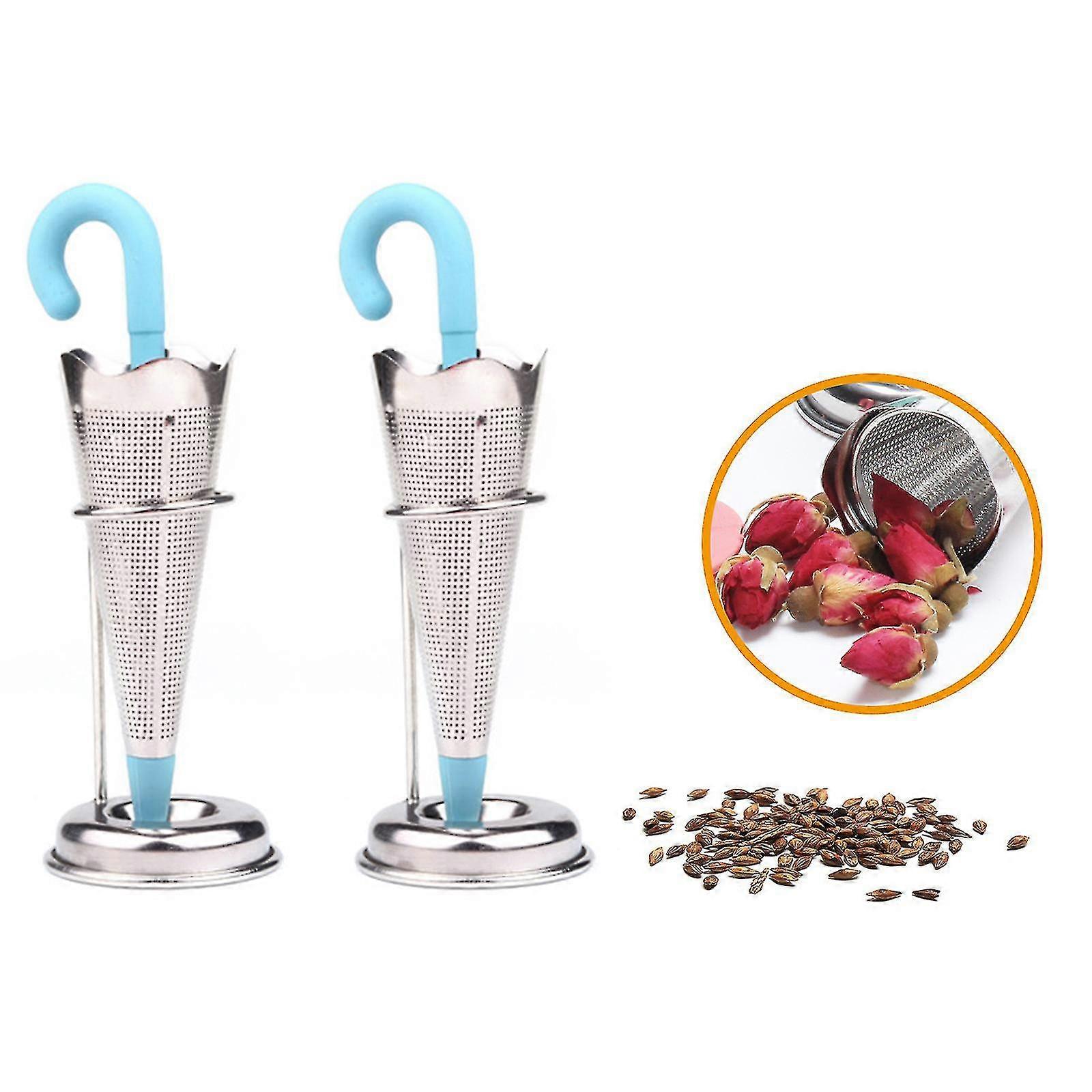 2 Pack Tea Infuser Basket Stainless Steel Tea Strainer Tea Filter With Small Strainer And Lid Tea Diffuser-MXBC