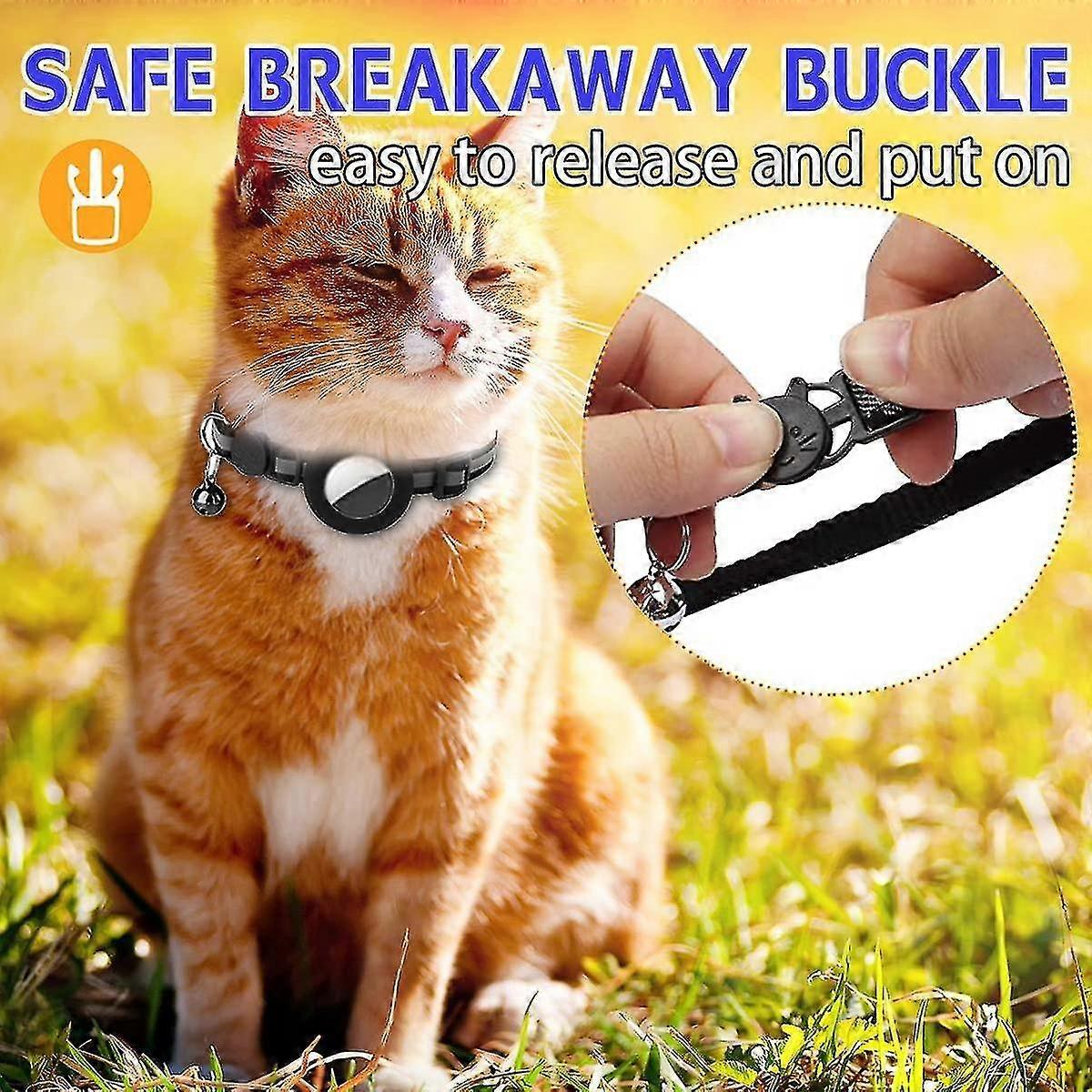Airtag Cat Collar, Reflective Airtag Cat Collar With Bell And Silicone Waterproof Airtag Holder-MXBC