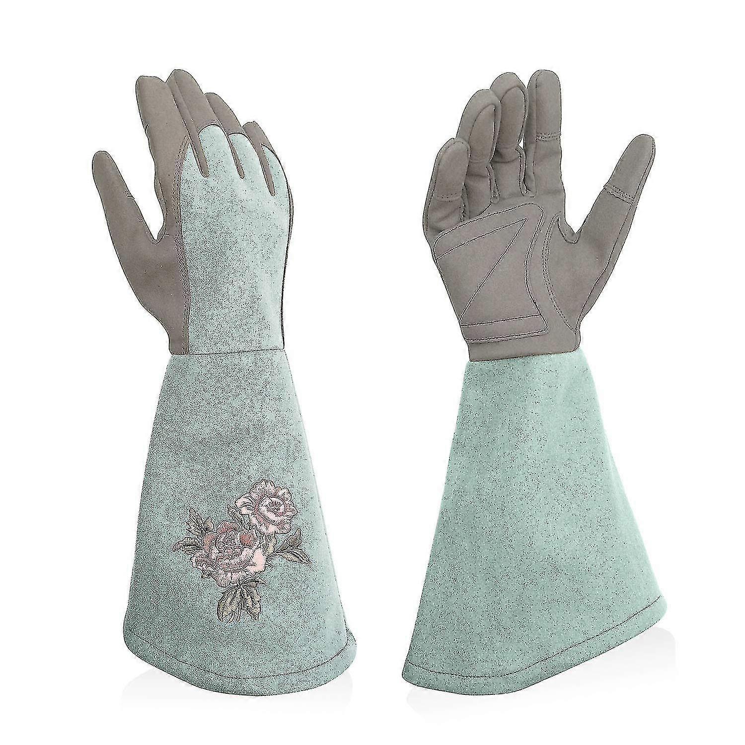 כפפות גיזום רקמת ורדים כפפות גינון עם הגנה ארוכה במיוחד על האמה, מתאימה לנשים וגברים סגול מגנטה כחול זית אור ירוק