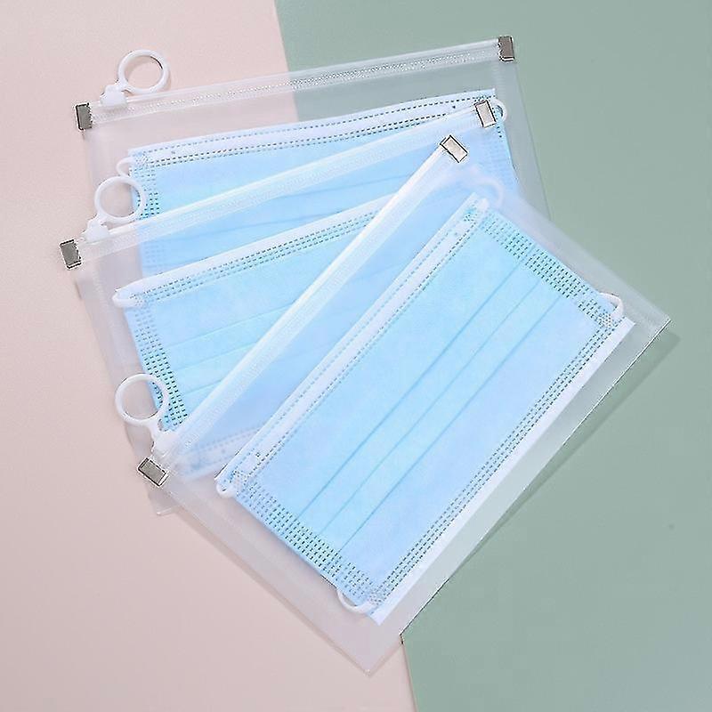 5pc New Face Mask Storage Box Portable Mask Packaging Box Zip Dustproof Disposable Mask Storage