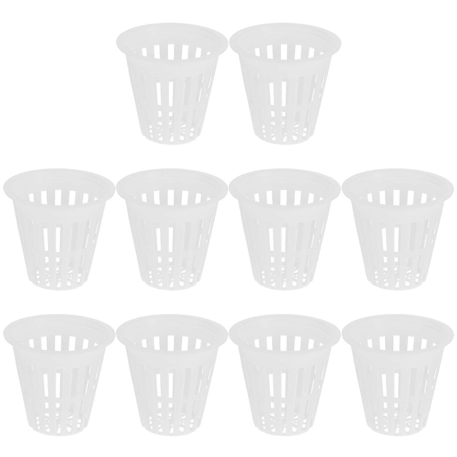 10Pcs Plastic Hydroponics Net Pot Slotted Mesh Net Cups Plant Nursery Pots