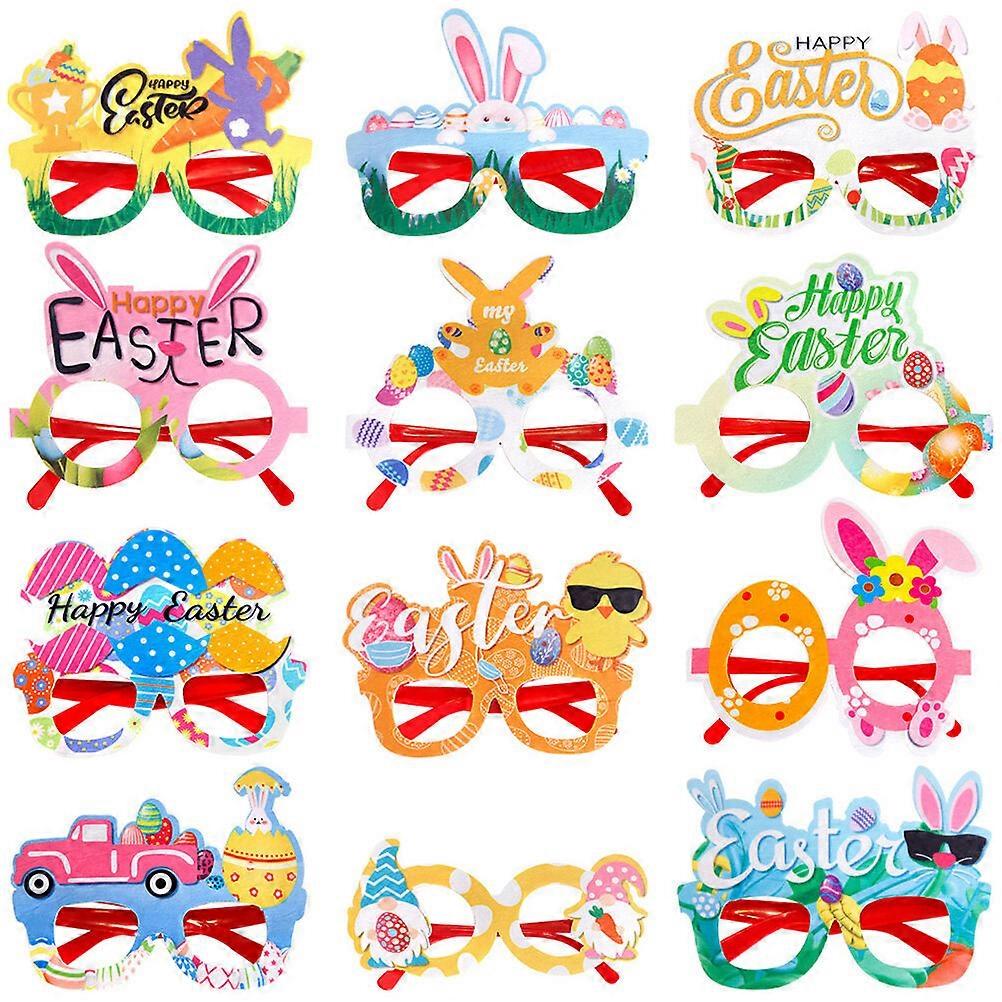 12pcs Easter Glasses Decor Easter Themed Glasses Party Props Easter Eyeglasses Mixed Style