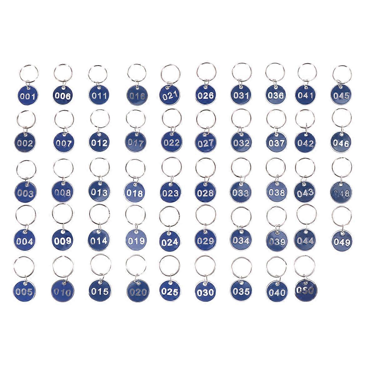 50Pcs Aluminium Alloy Storage Tags Metal Numbers Plates Luggage ID Tags Key Ring Labels(Blue, Number 1-50)