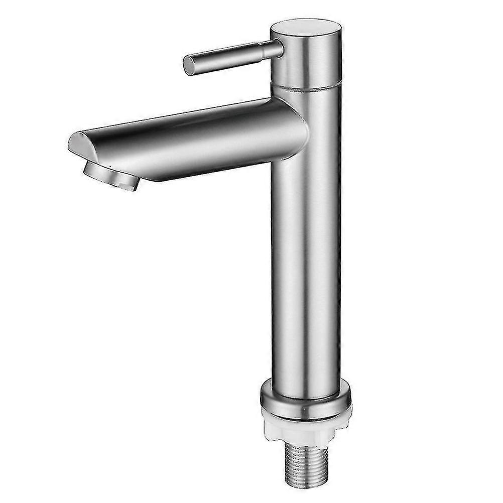 Robinet de lavabo simple en acier inoxydable pour eau froide, robinet de lavabo argenté