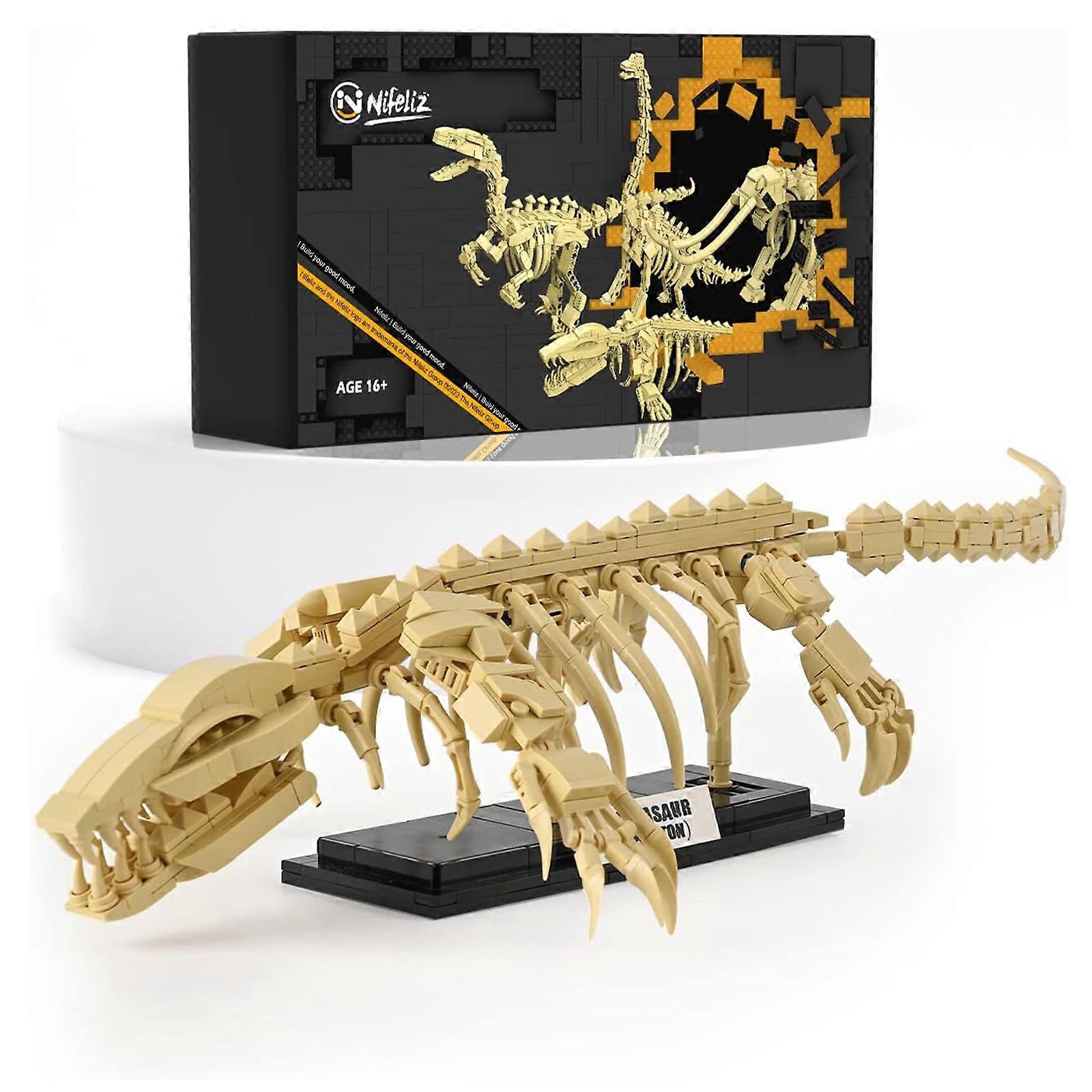 Nifeliz Mosasaurus Dinosaur Fossil Building Kit, Impressive Dinosaur Skeleton Model Decoration, Cool Dinosaur Gift Toy Set for Dinosaur Fans (498 PCS)
