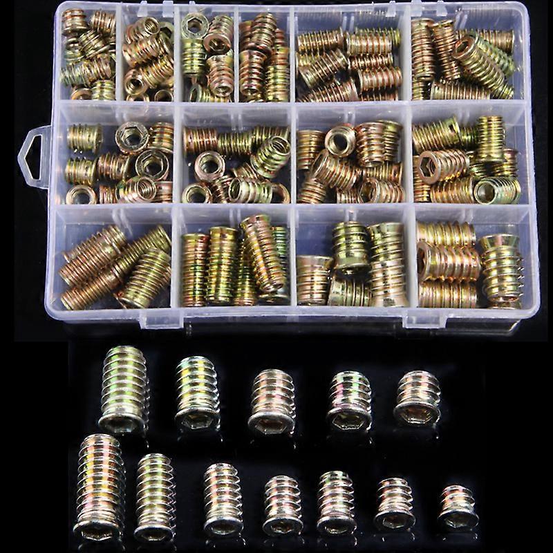 131PCS Assorted Flanged Hex Drive Head Furniture Nuts M6 M8 M10 Zinc alloyl Thread For Wood Insert Nut