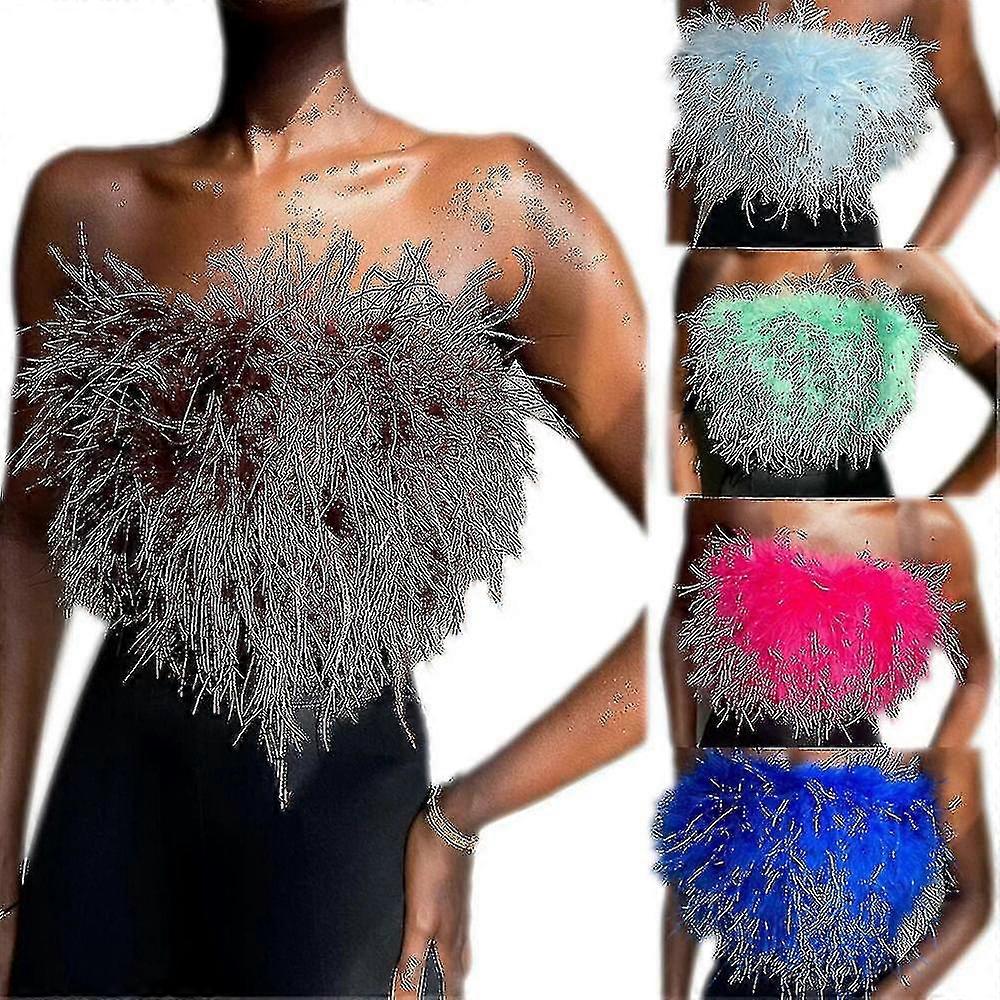 Kvinner Fasjonable Fluffy Multicoloured Bralette Top H A