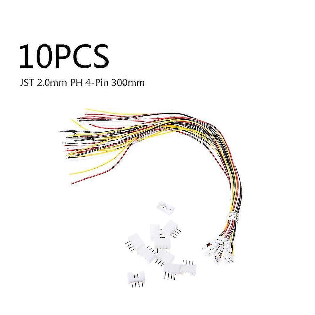 10 Sets Mini Micro Jst 2.0 Ph 4-pin Connector Plug With Wires Cables 300mm