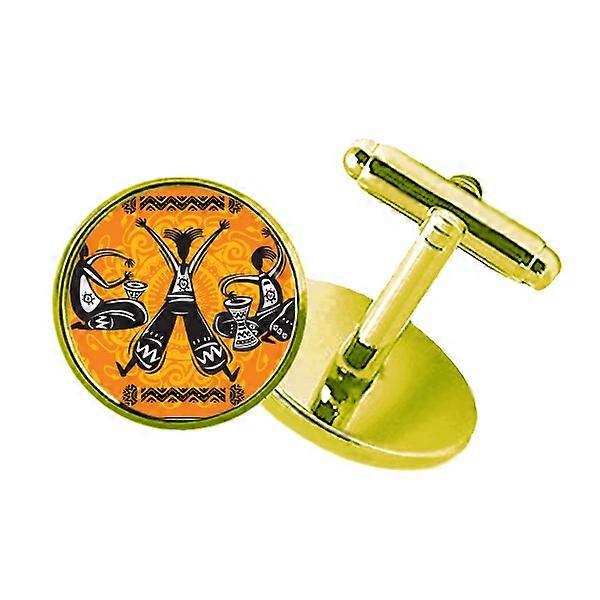 ダンスはメキシコトーテムタンバリンスタッズビジネスメタルカフリンクスゴールデンを祝う