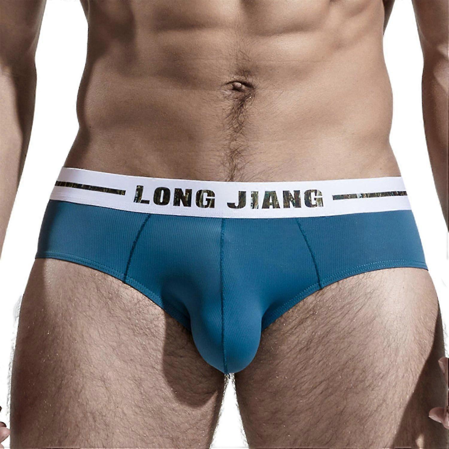 Longjiang Men Briefs Solid Color U Convex Underwear Smooth Underpants for Bathroom