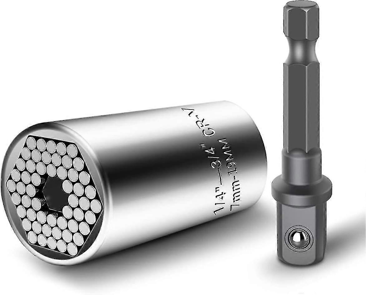 2-pack Universal Socket, Socket Wrench Set Gator Grip 7-19mm Multipurpose Hand Tool Auto Industry Universal Repair Tool