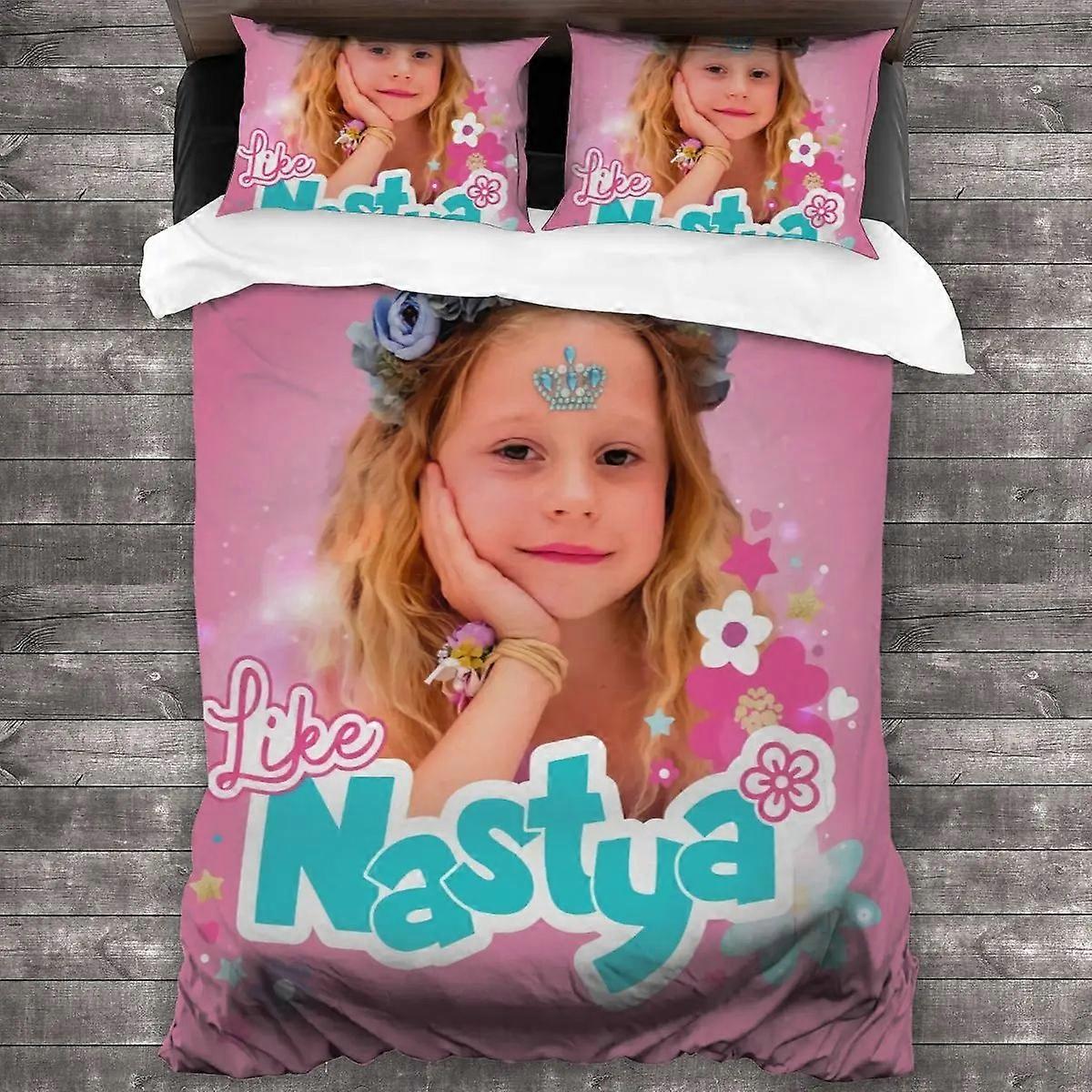 a2397 Sábanas ed Like Nastya Juego de Cama Niños Niñas Funda Nórdica Funda de Almohada Cama Niños Adulto Moda Textil para el HogarextileJuego de Ropa de Cama de 3 Piezas (1 Edredón