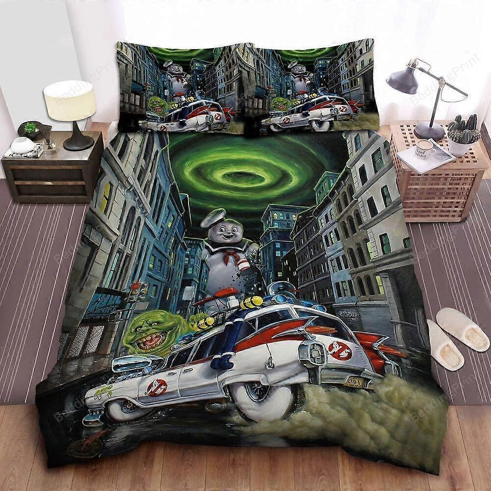 v2544 Bed Sheets Ghostbusters Ghosts Attac Ectomobile Bed Sheets IU2544