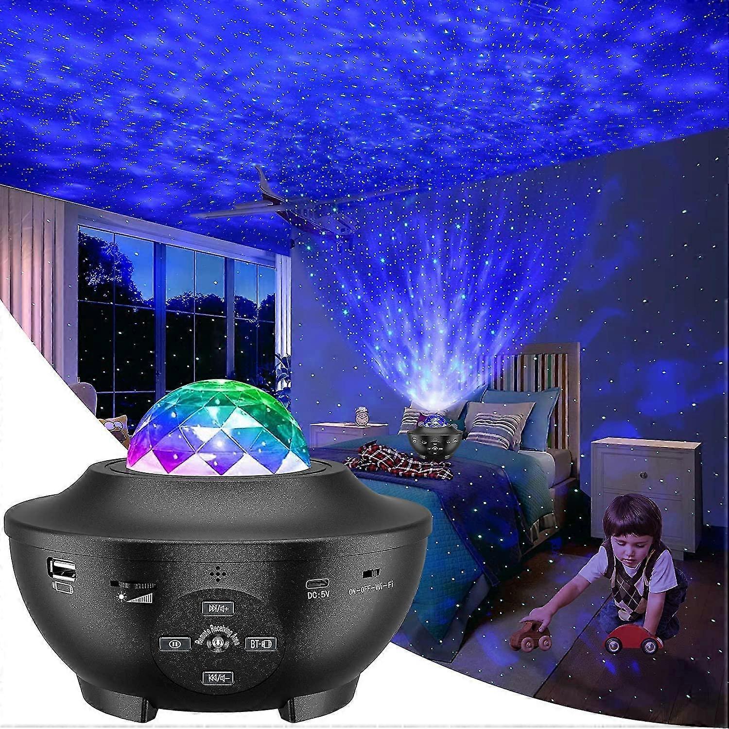 Led Spotlight With Starry Etoile Mond Remote Control / Water Wave Effect And Bluetooth Speaker Ideal For Christmas Easter Halloween Party