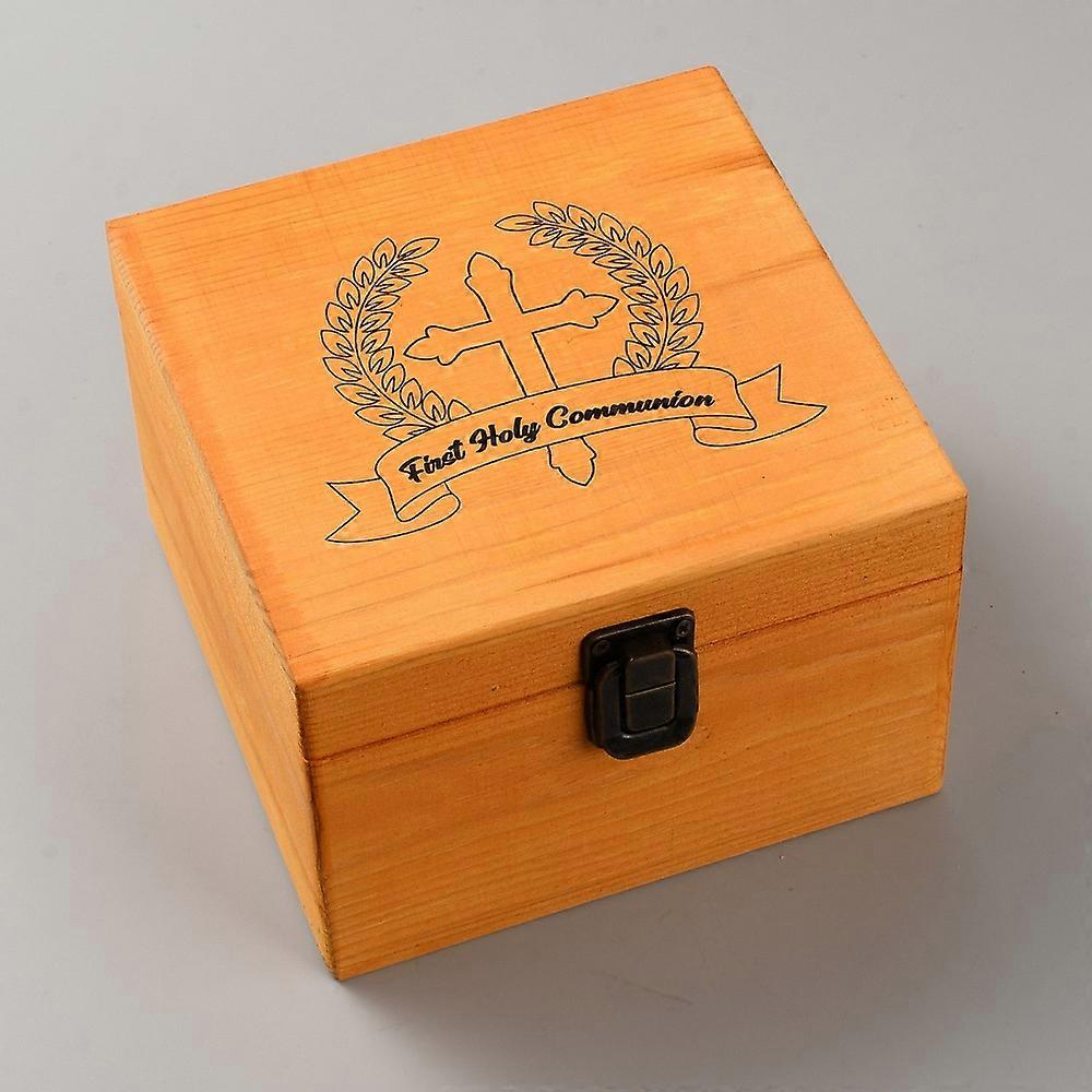 Square Wooden Gift Storage Boxes Wood Jewelry Case with Alloy Clasps & Logo Orange 14.5x14.5x10cm