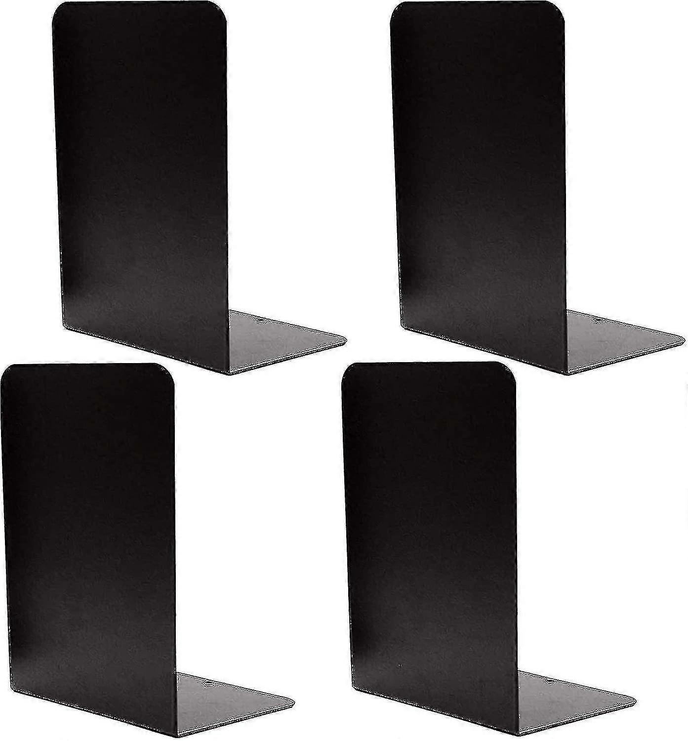 4pcs כבד חובה שחור דקורטיבי מתכת Bookends, מתכת הספר קצוות תמיכהעם גומי מונע החלקה fg2025031700784