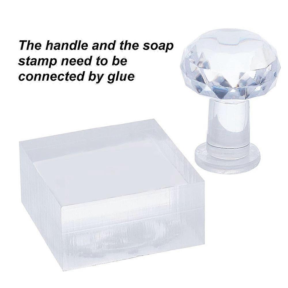 Acrylic Soap Stamp B Handmade Soap Stamp with Handle 1.57" Soap Embossing Stamp for Cookie Clay Pottery Stamp Biscuits Gummier DIY Arts Crafts Making