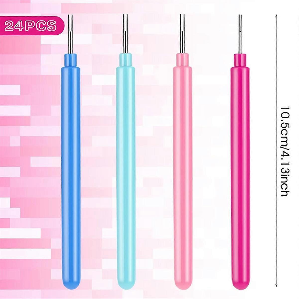 Paper Quilling Tools 24 Pcs Quilling Paper Slotted Tools Kit 4 Colors Rolling Multi-Function Needle Pen for Paper Flower