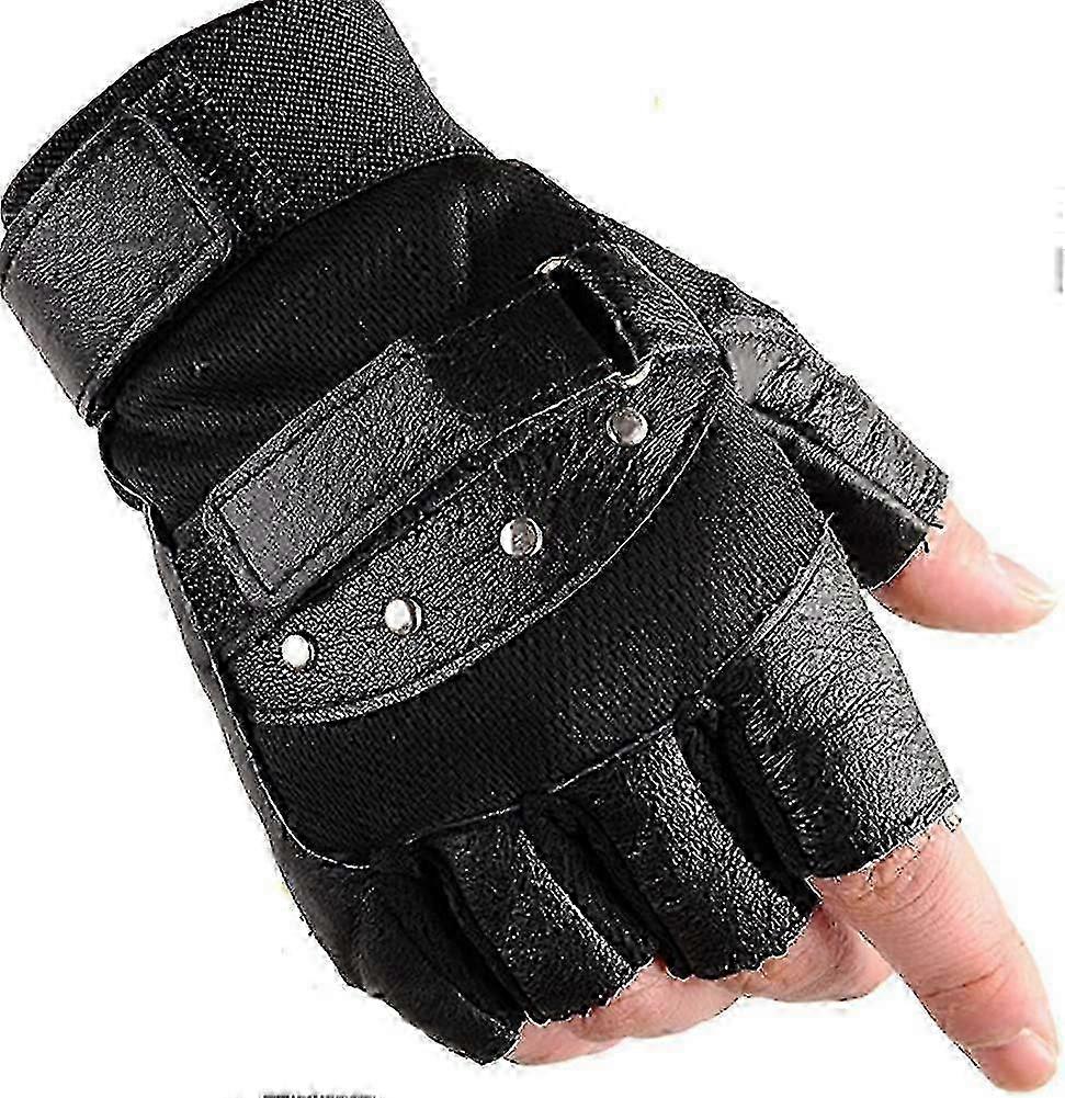 Herren Radfahren Halbfinger Echtleder Handschuhe