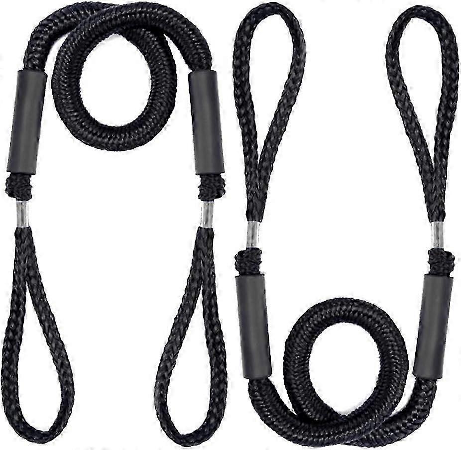Pack Of 2 Bungee Dock Lines For Boats, Kayaks, And Anchors, Mooring Ropes With Stretch, 124-170 Cm, Black