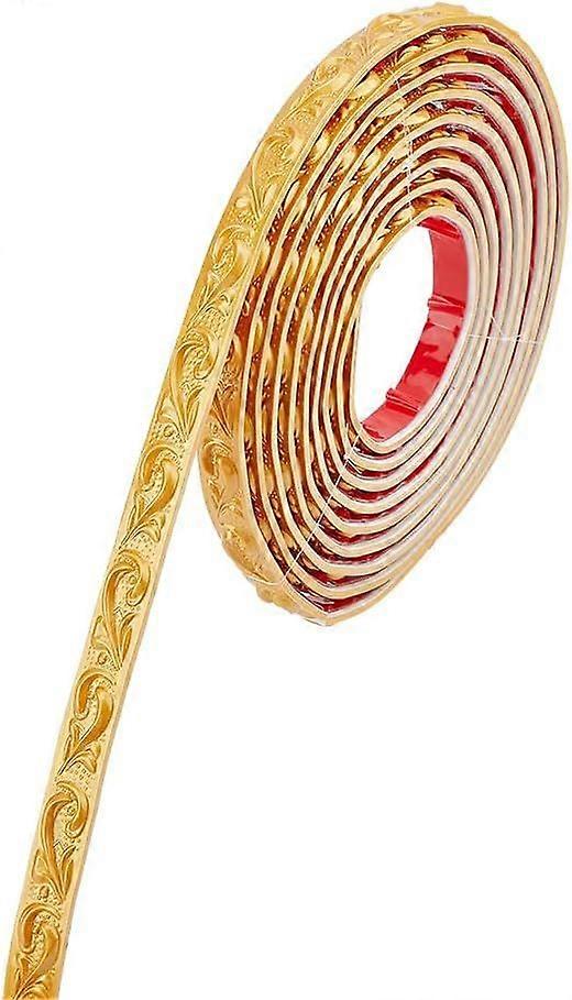 16Ft Flexible Molding Trim Self Adhesive Peel and Stick Wall Trim Molding Golden Flower PVC Molding Trim for Home Furniture Door Mirror Frame Decor