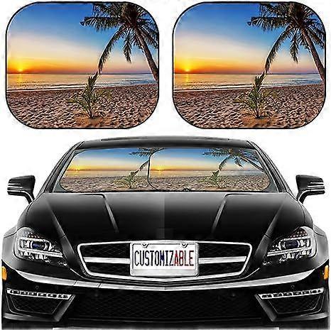SBSG Custom Windshield Sun Shade Personalized Image or Text on Car Windshield Sunshade -Two-piece sun visor sunshade.