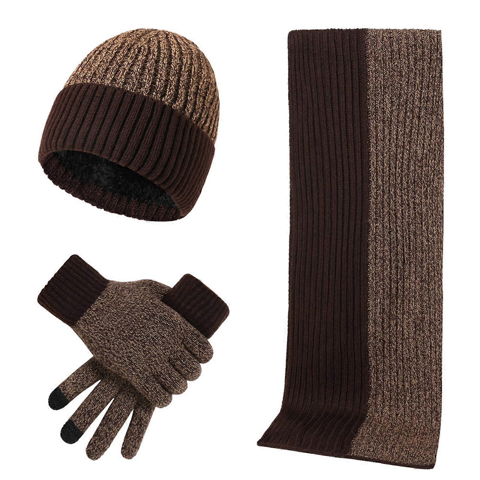 Winter Knit Beanie Hat Scarf and Touch Screen Gloves Set for Women and Men