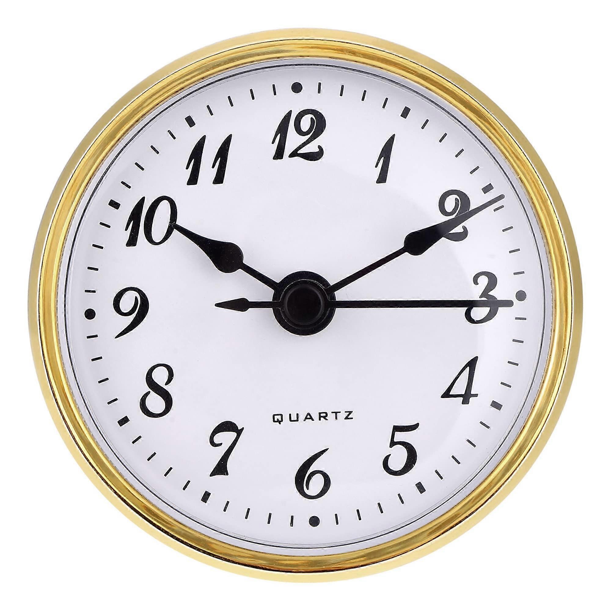 2.8 Inch Quartz Clock Insert With Gold Trim, Arabic Numerals, Quartz Movement, Replacement Clock Insert for DIY Clocks