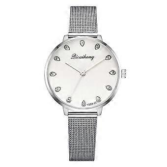 Casual Fashionable Femmes Strass Alliage Maille Ceinture Quartz Montre-bracelet Montre(Wihte)