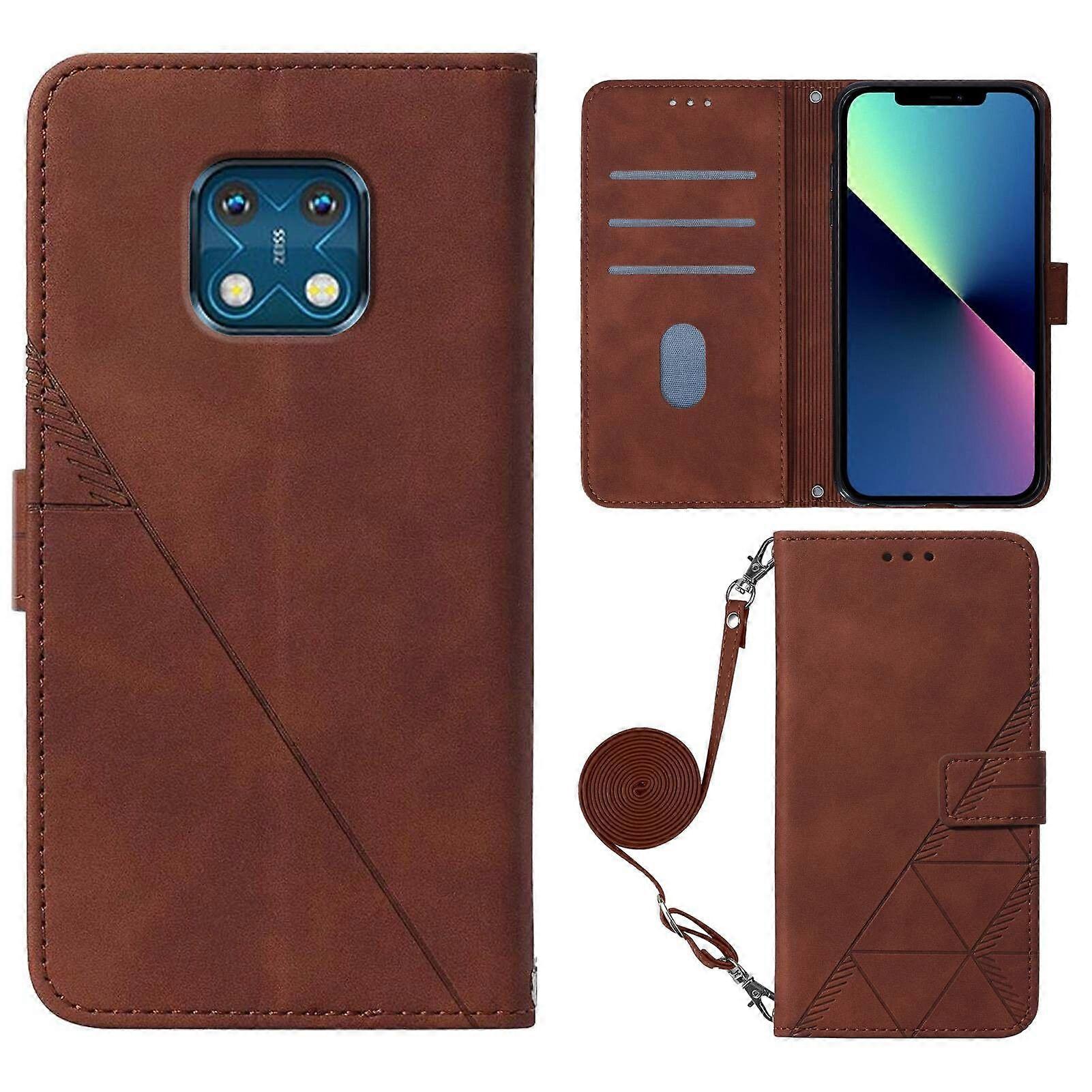 Compatible with Nokia XR 20 Full Protection Soft PU Leather Flip Wallet Phone Case with Card Holder and Long Strap
