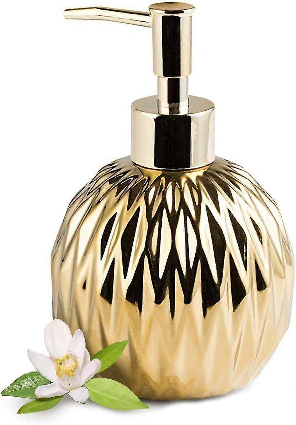 Press bottle in B&B bathroom - gold bottle