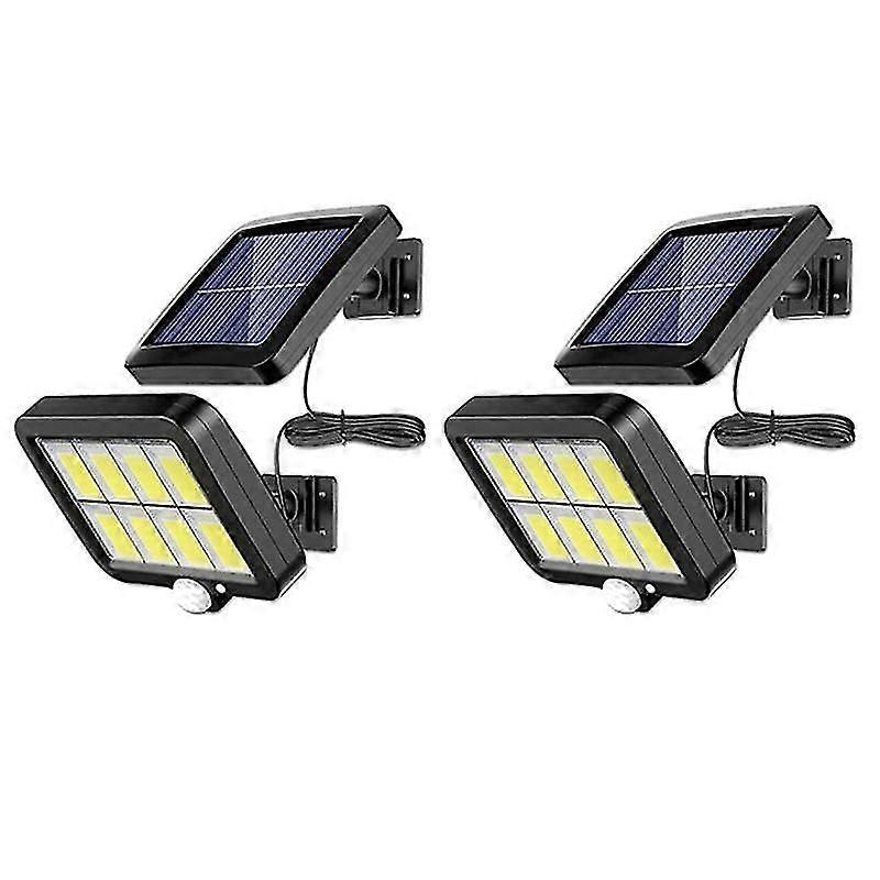 2pc 2000 Lumen 160 Solar Wall Lights Ip65 Waterproof Wired Motion Sensor Security Flood Light Adjus