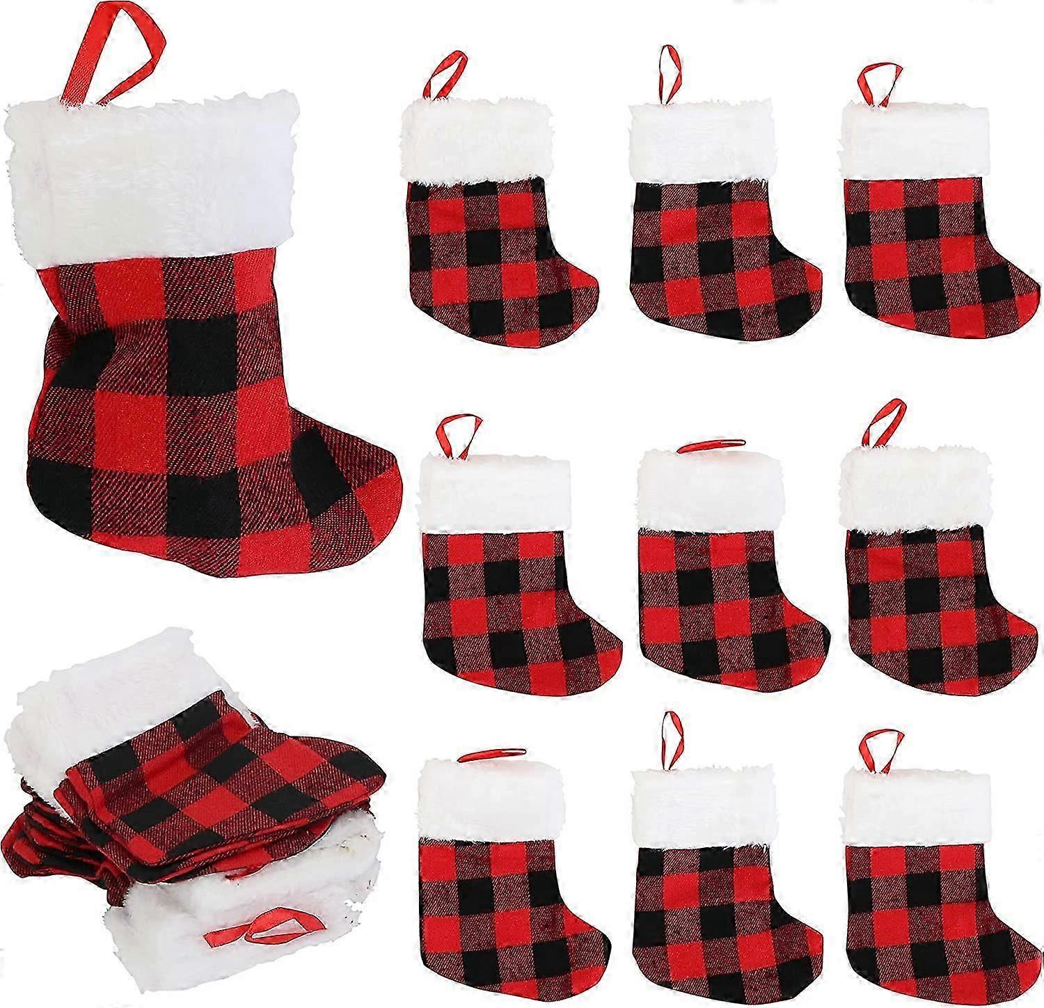 Mini Weihnachtsstrümpfe, Rotes Büffelkaro, 20er Pack