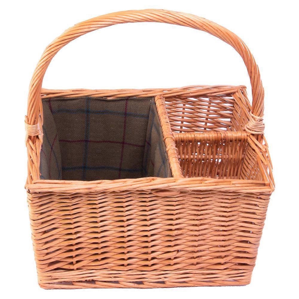 Wicker 2 Bottle Carrier With Lining Picnic Basket