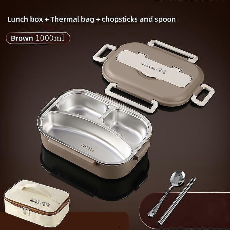 1000ML 304 Izolowany pojemnik na lunch ze stali nierdzewnej Pracownicy biurowi Zapieczętowane przenośne pudełko na lunch z torbą Studenci Kids Commercial Bento Box Set