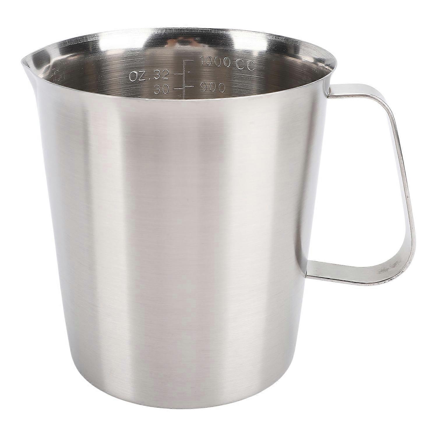Measuring Cup with Markings Spout 304 Stainless Steel Easy to Clean Milk Frothing Pitcher for Coffee