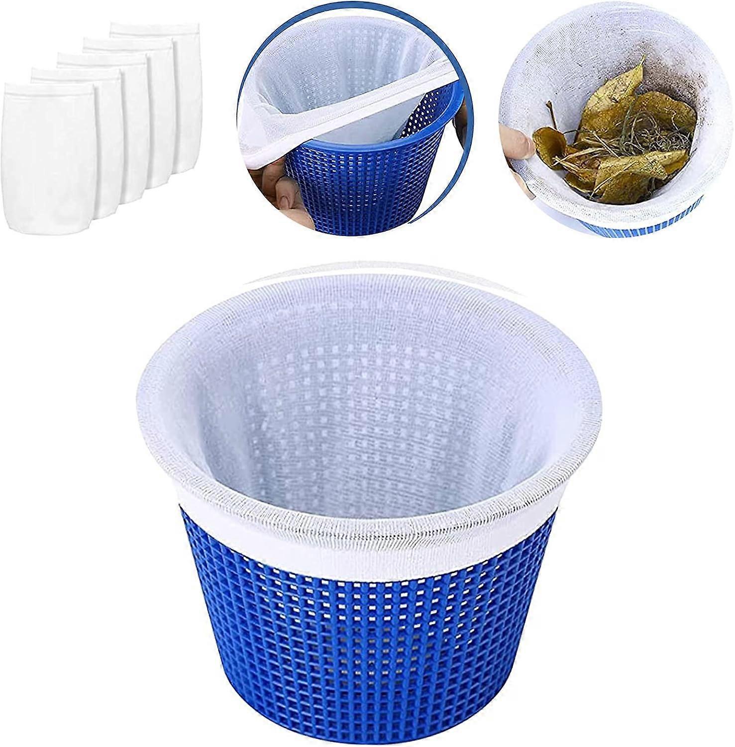 Pool skimmer socks, pool basket skimmer filter, reusable pool filter, 6 pack skimmer net