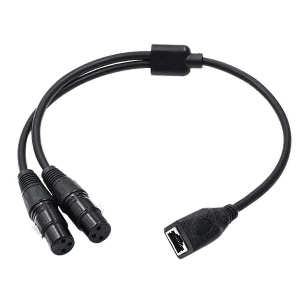 1Pcs Dual 3Pin XLR Female to RJ45 Adapter RJ45 to Dual XLR DMX Cable