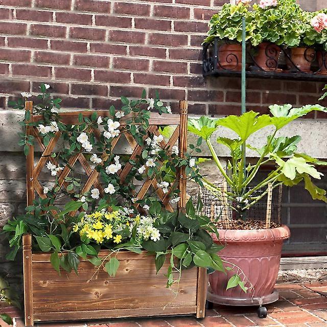 Hölzerner Pflanzkasten Hochbeet mit Gitter Gitter Gitter Regal für Gemüsekräuter Blumen