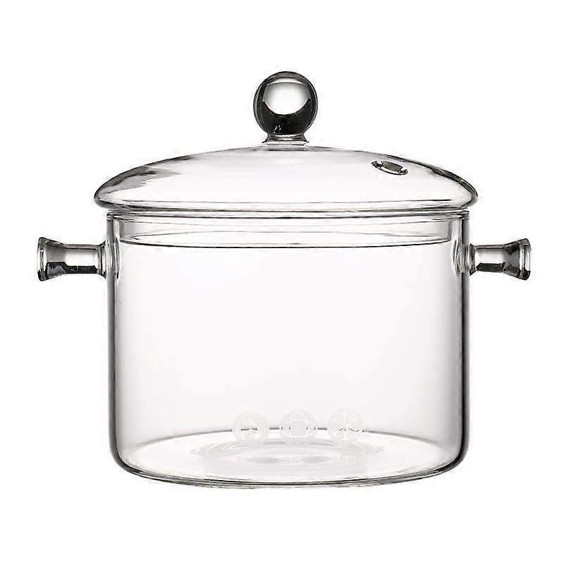 Glass Pots for Cooking 1500ml Clear Glass Saucepan with Lid for Stovetop and Microwave, Ideal for Stews, Soups, and Noodles