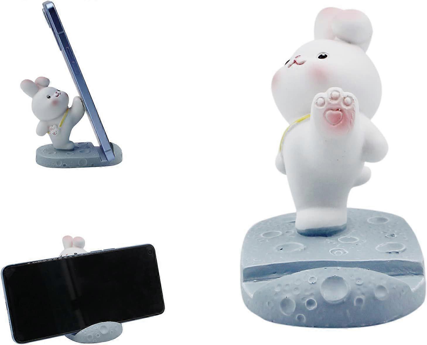 Cute Rabbit Cartoon Cell Phone Stand Desktop Tablet Holder Office Decor Home Ornament, Compatible with All Smartphone Model