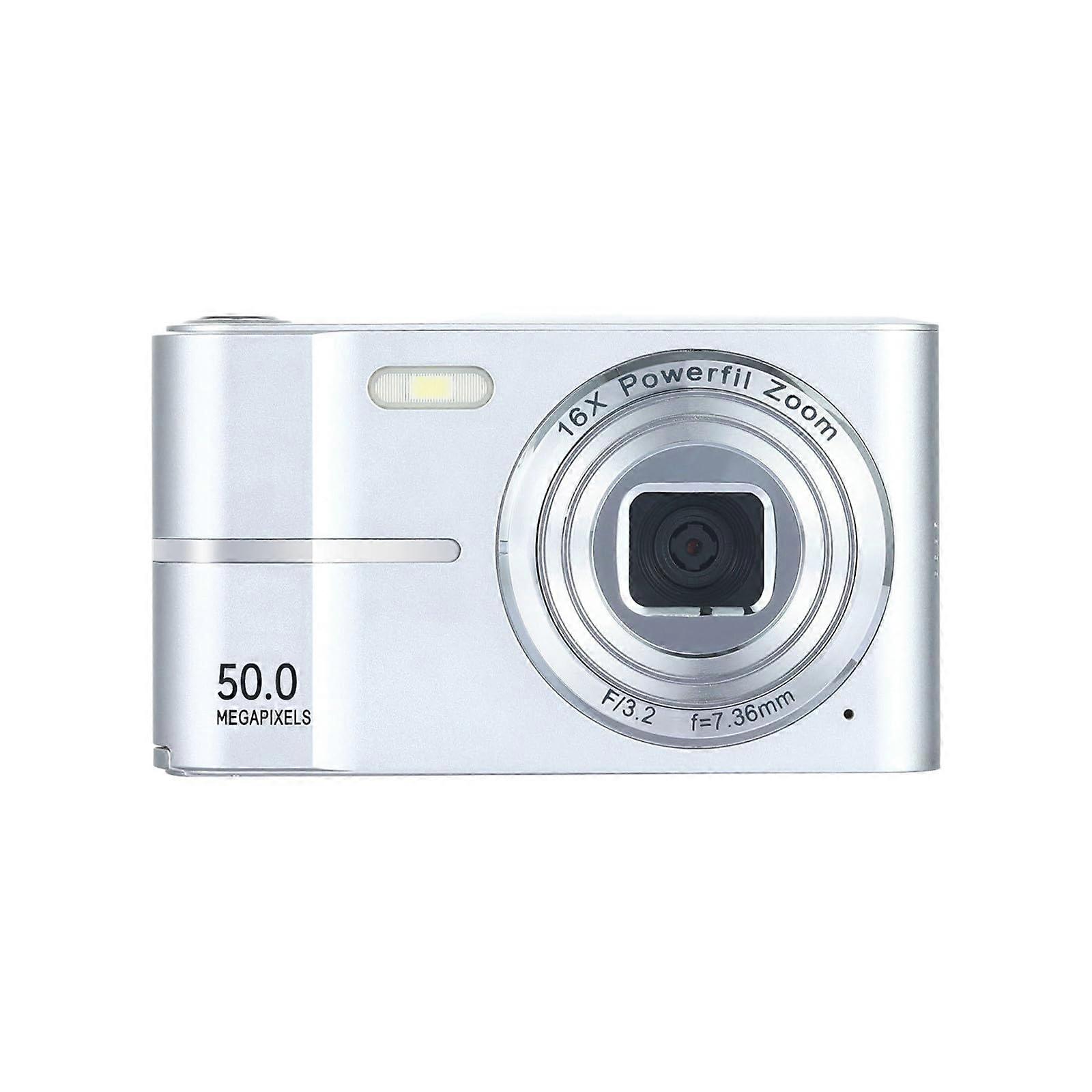 4K Pink Digital Camera with 4400 Megapixels, Mini Vlogging Camera, 2.4 Inch LCD, Anti-Shake, 16x Zoom, Silver