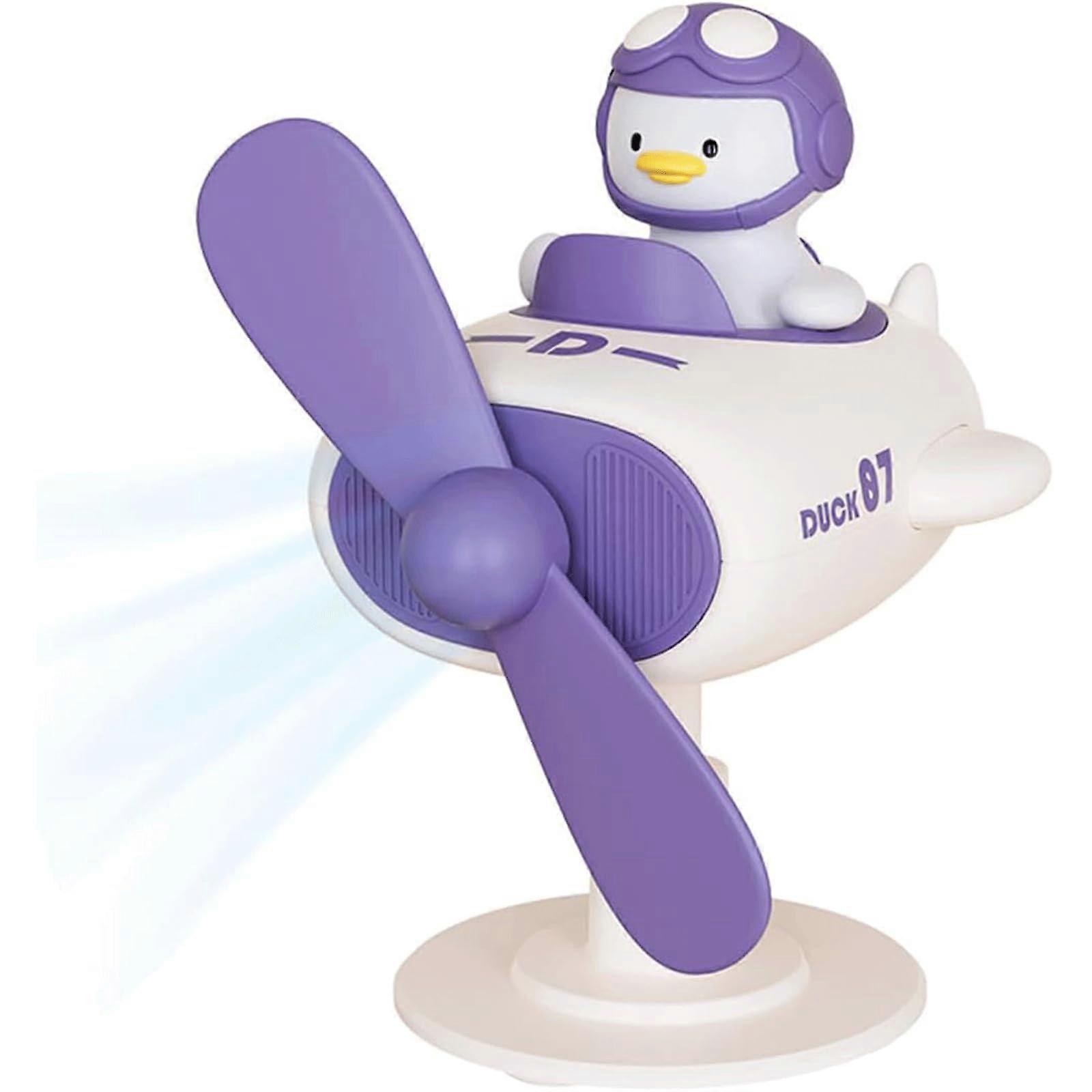 Mini Fan Cute Duck Design USB Handheld Fan 360° Adjustable Angle Silent Desk Fan for Bedroom Office - Purple