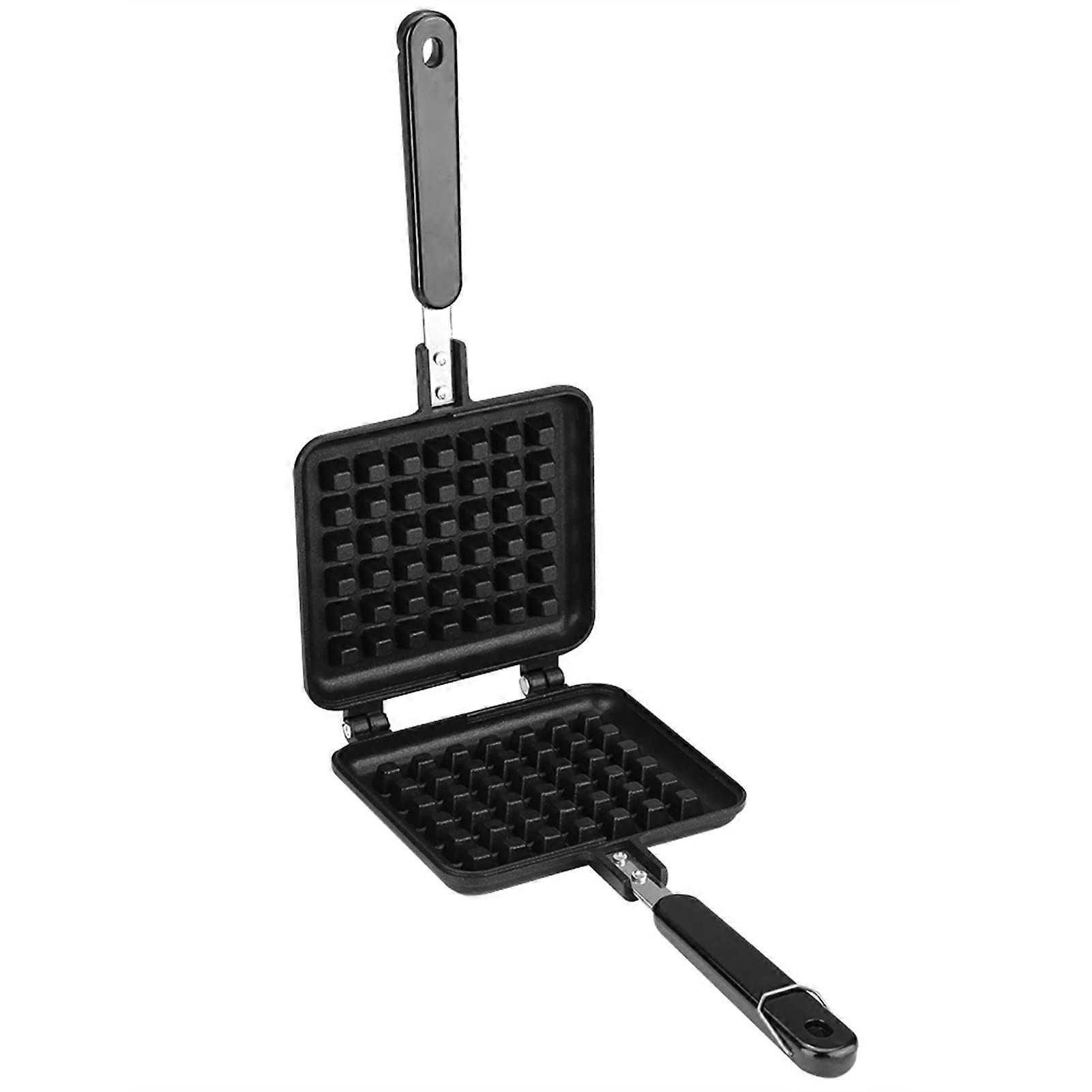 Waffle Pan, Nonstick Aluminum Alloy Waffle Maker with Long Handle, Easy to Clean for Gas Stove and Camping Breakfast